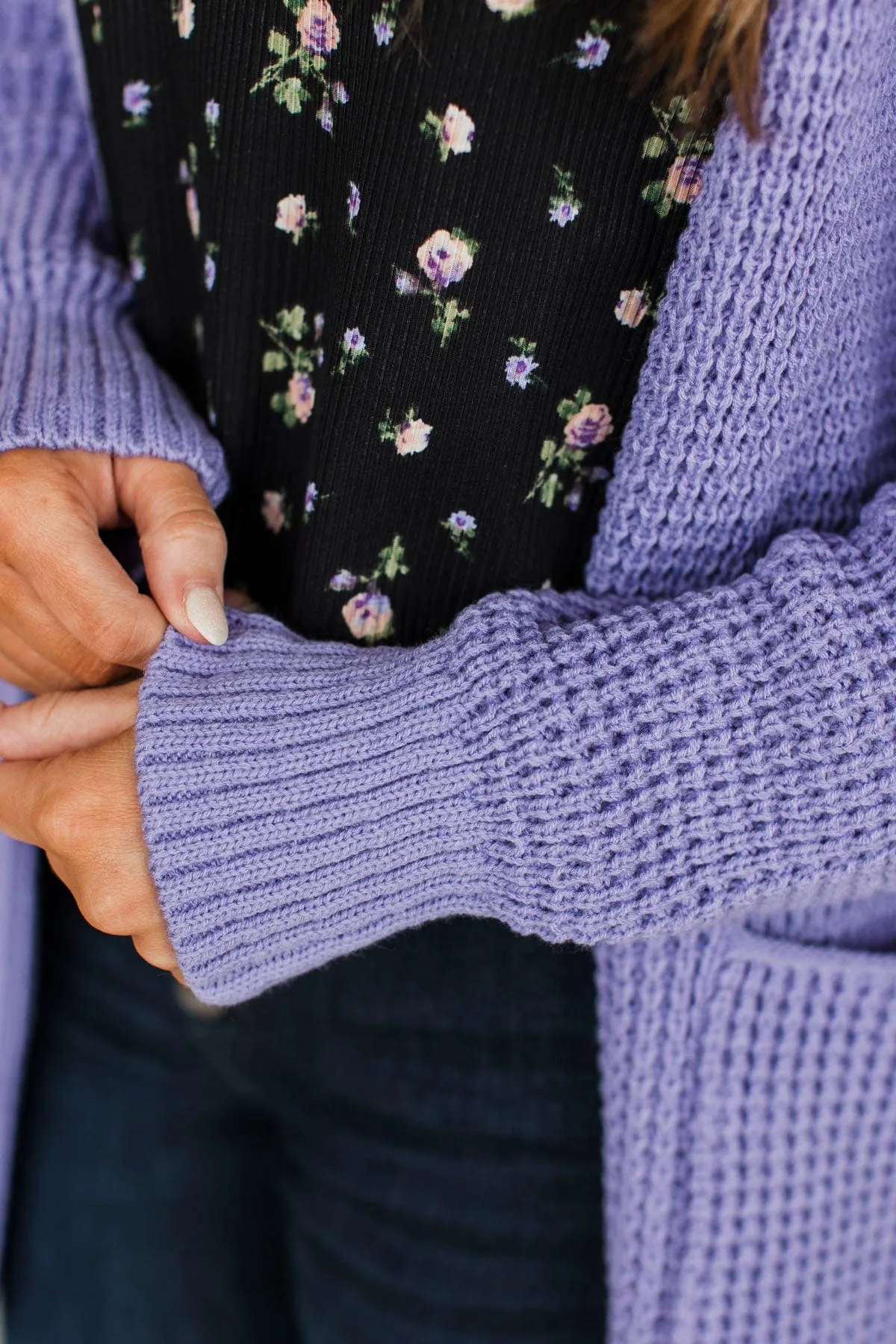 Gives Me Feelings Knit Cardigan- Lavender