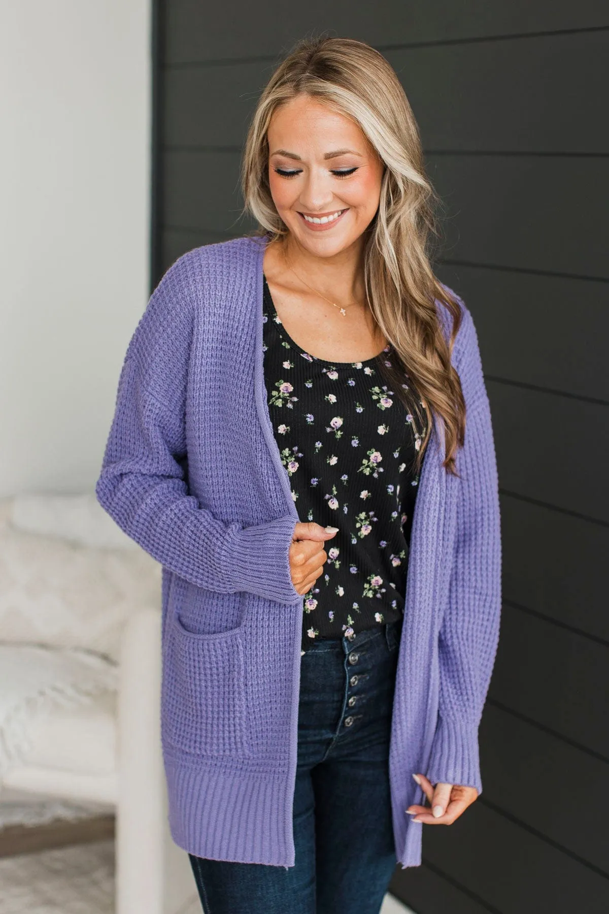 Gives Me Feelings Knit Cardigan- Lavender