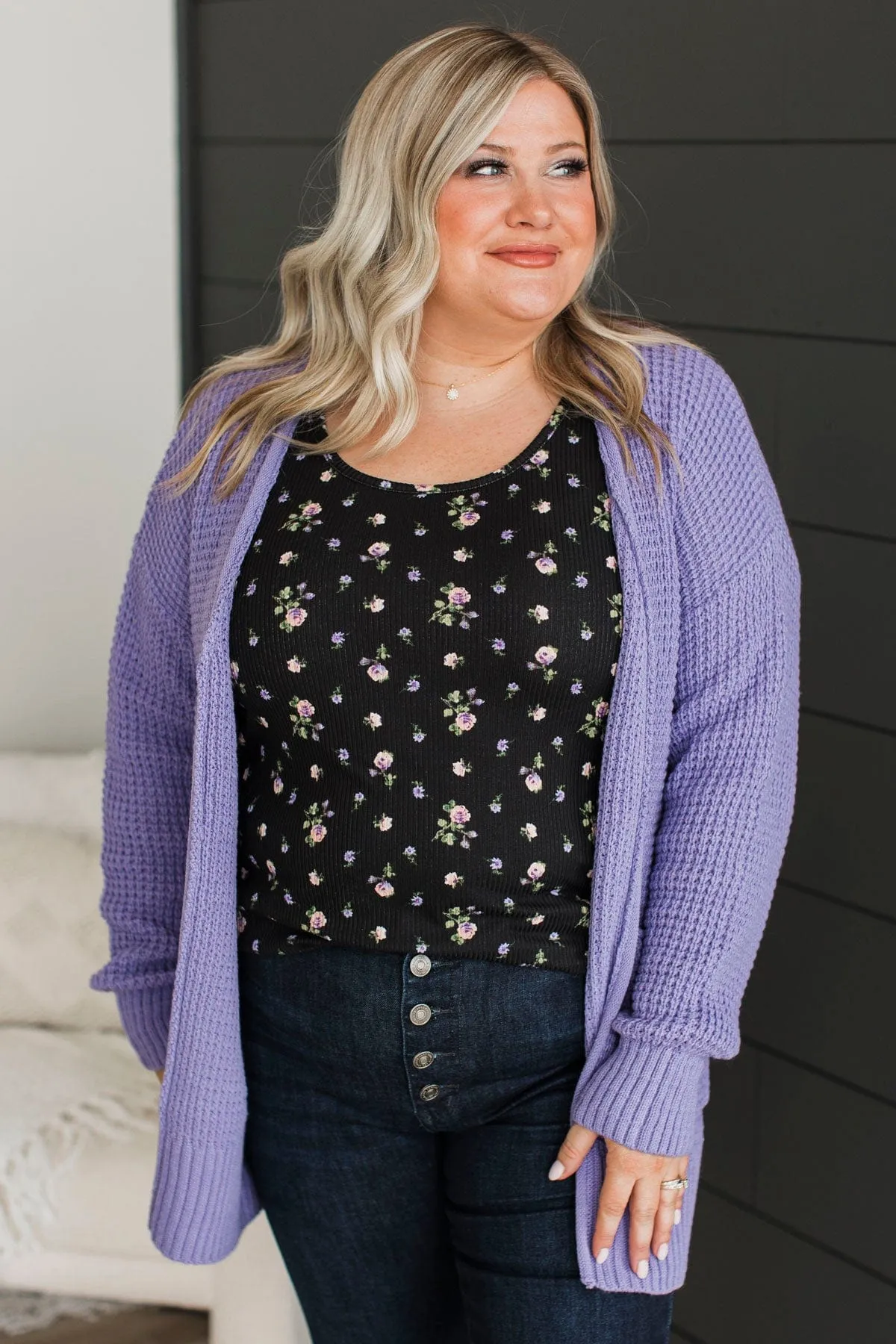 Gives Me Feelings Knit Cardigan- Lavender