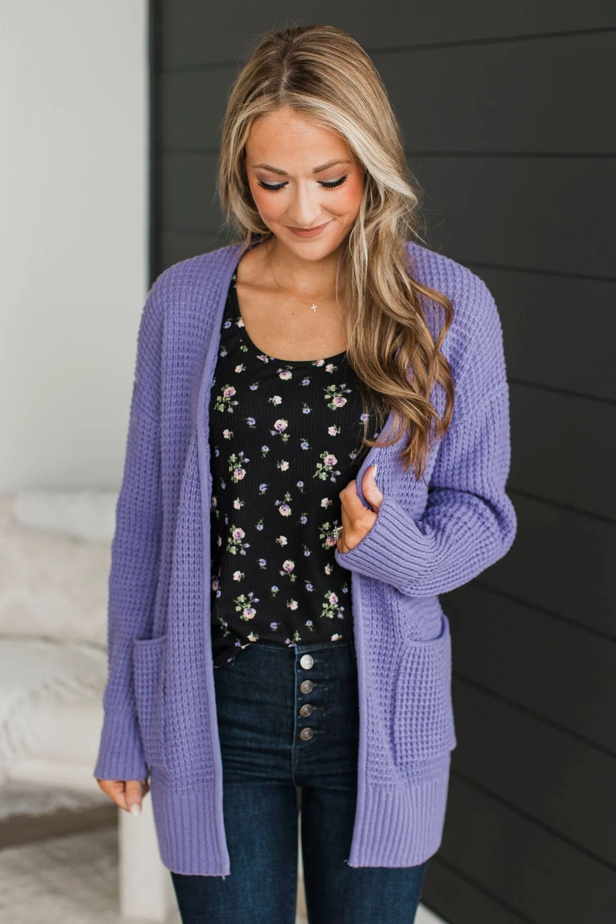 Gives Me Feelings Knit Cardigan- Lavender