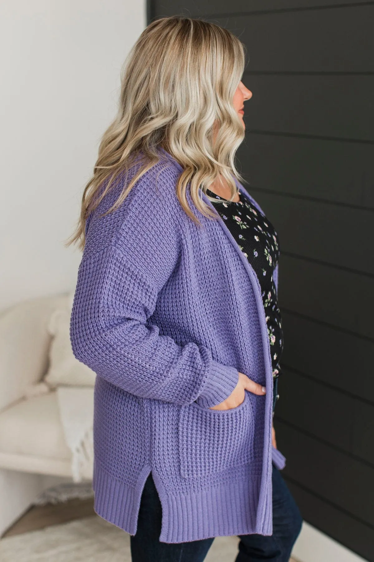 Gives Me Feelings Knit Cardigan- Lavender