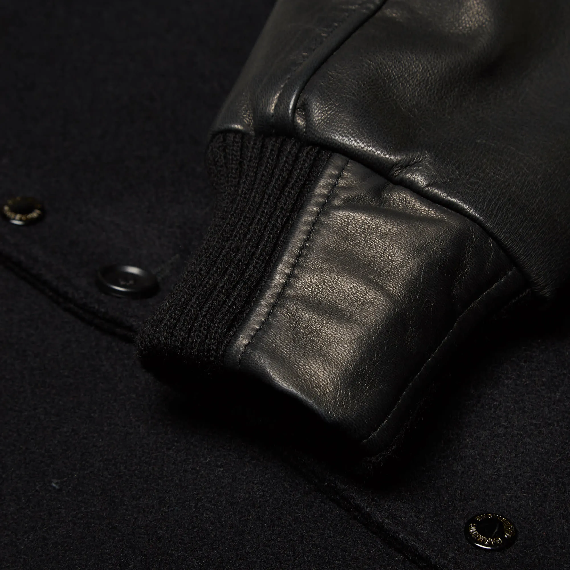 Golden Bear Sportswear x Engineered Garments Varsity JacketBlack Wool & Leather