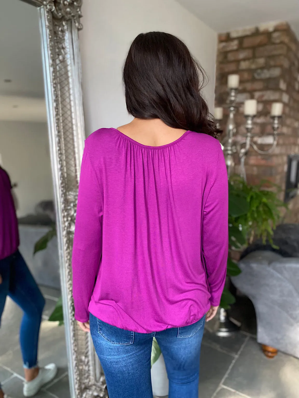 Grape Ruched Basic Top Angel