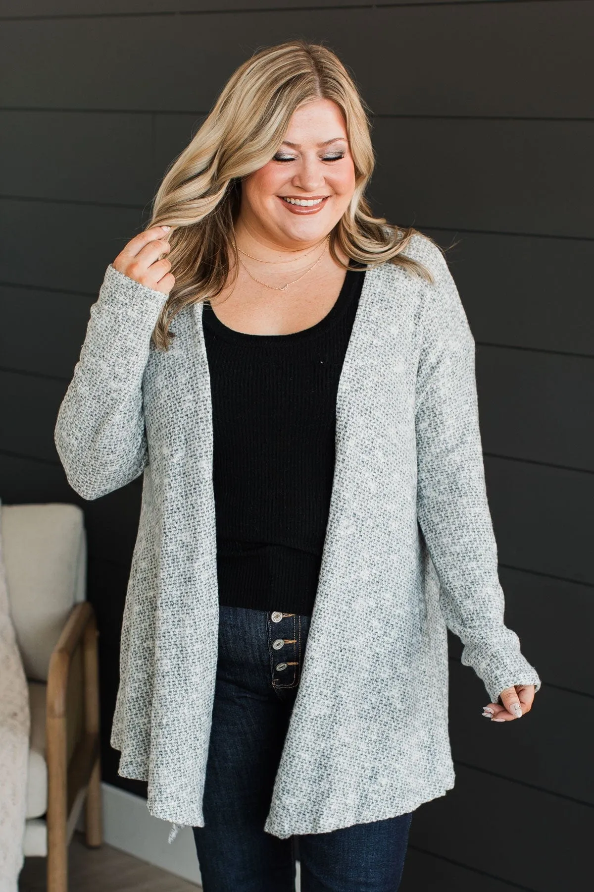 Great Expectations Knit Cardigan- Heather Grey