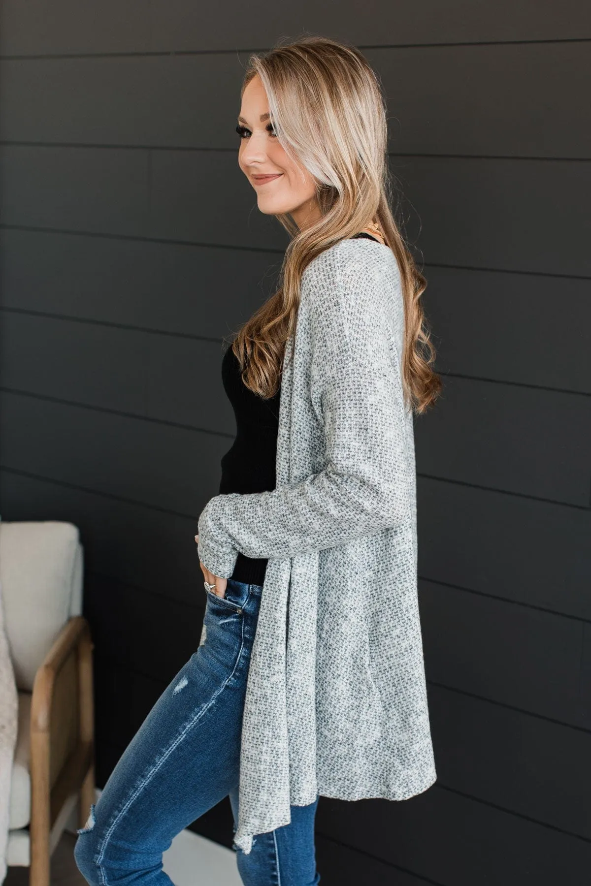 Great Expectations Knit Cardigan- Heather Grey