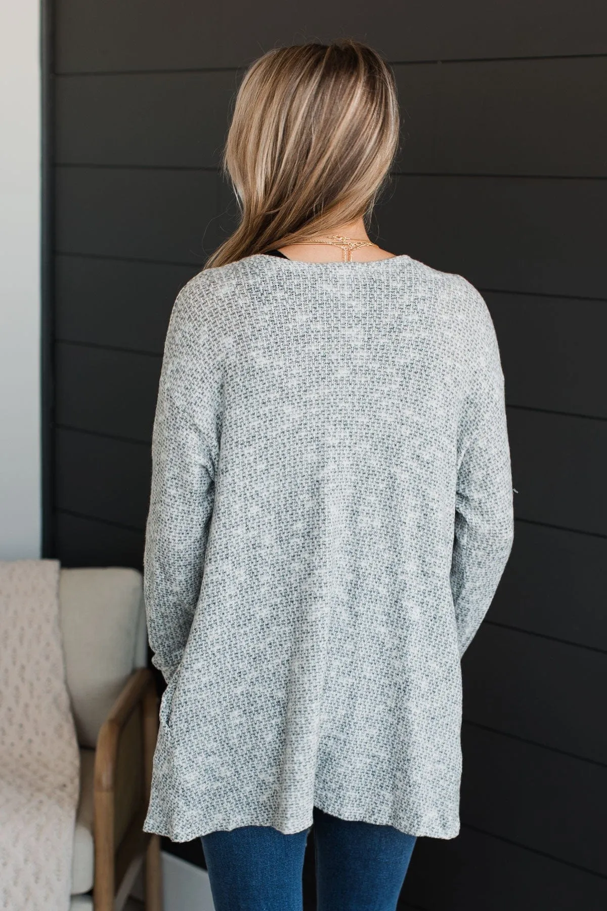 Great Expectations Knit Cardigan- Heather Grey