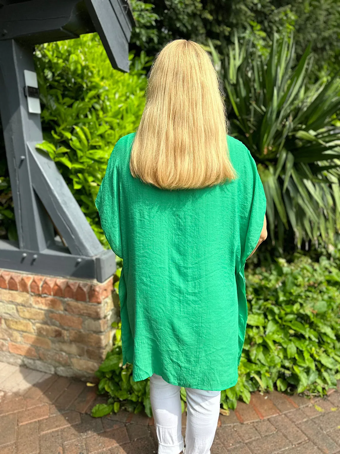 Green Lightweight Batwing Blouse Cleo