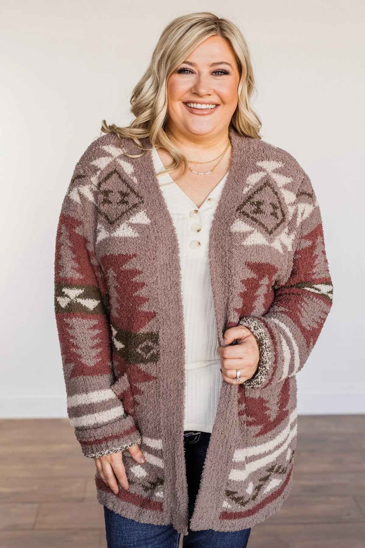 Hard to Forget Aztec Cardigan- Mocha