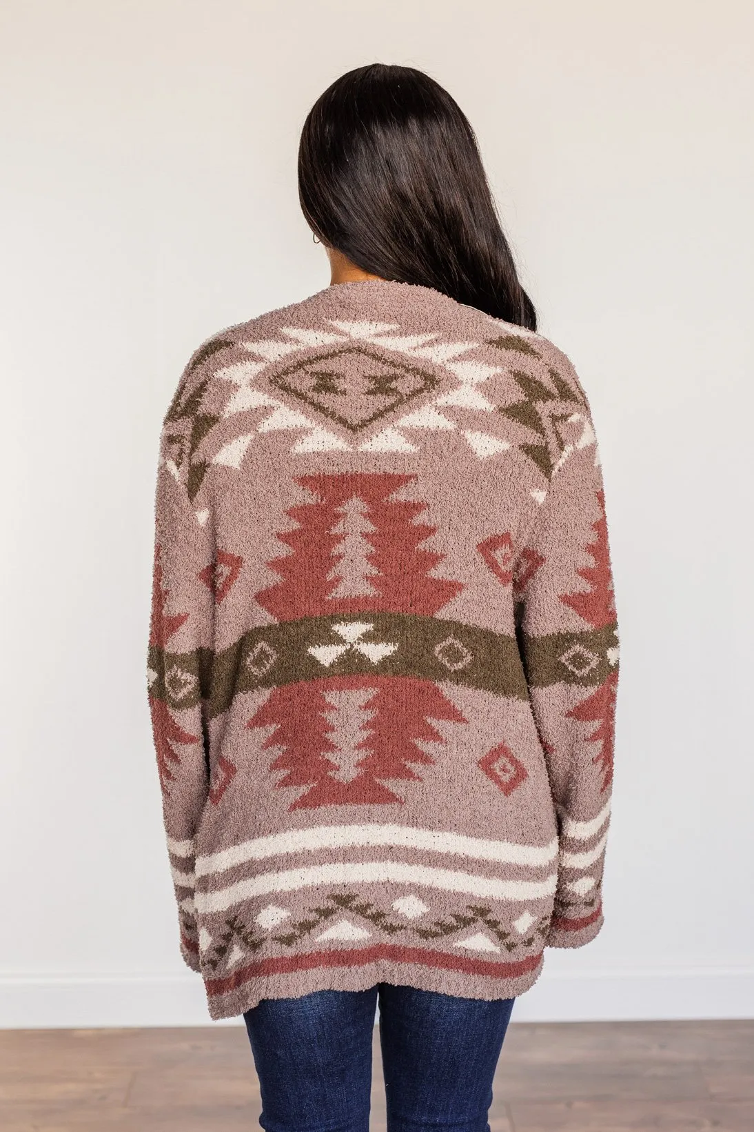 Hard to Forget Aztec Cardigan- Mocha