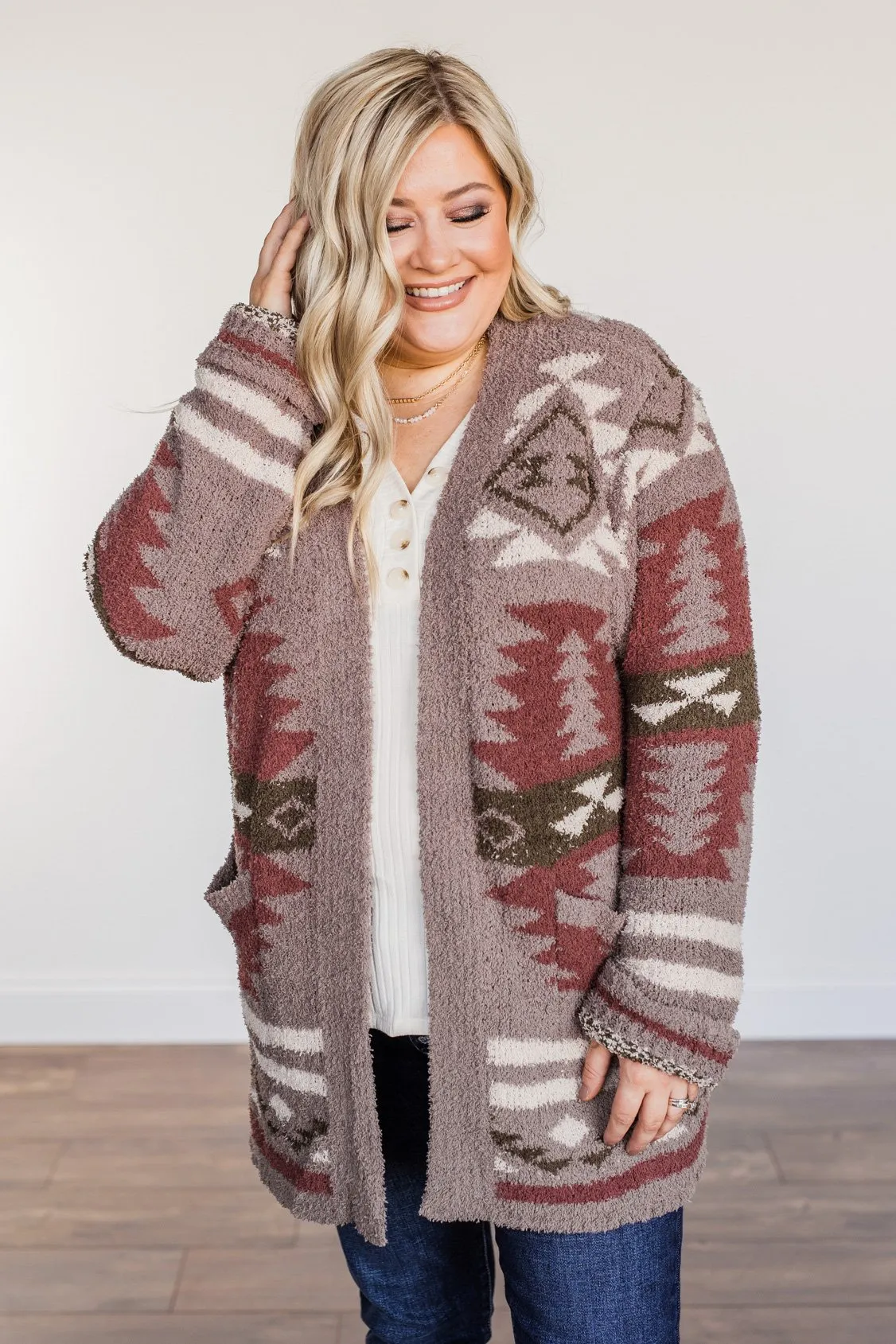 Hard to Forget Aztec Cardigan- Mocha