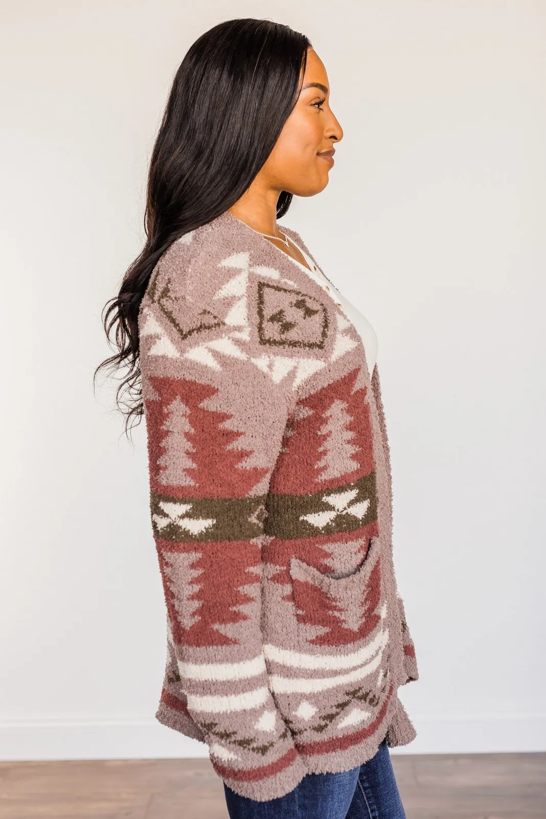 Hard to Forget Aztec Cardigan- Mocha