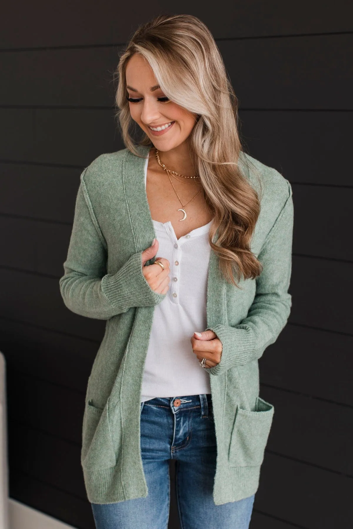 Having A Blast Knit Cardigan- Sage