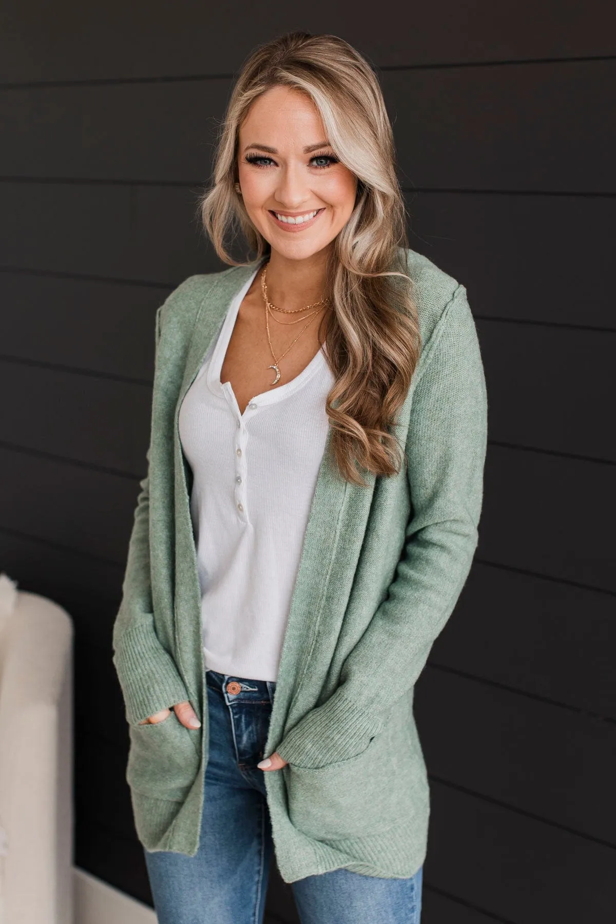 Having A Blast Knit Cardigan- Sage