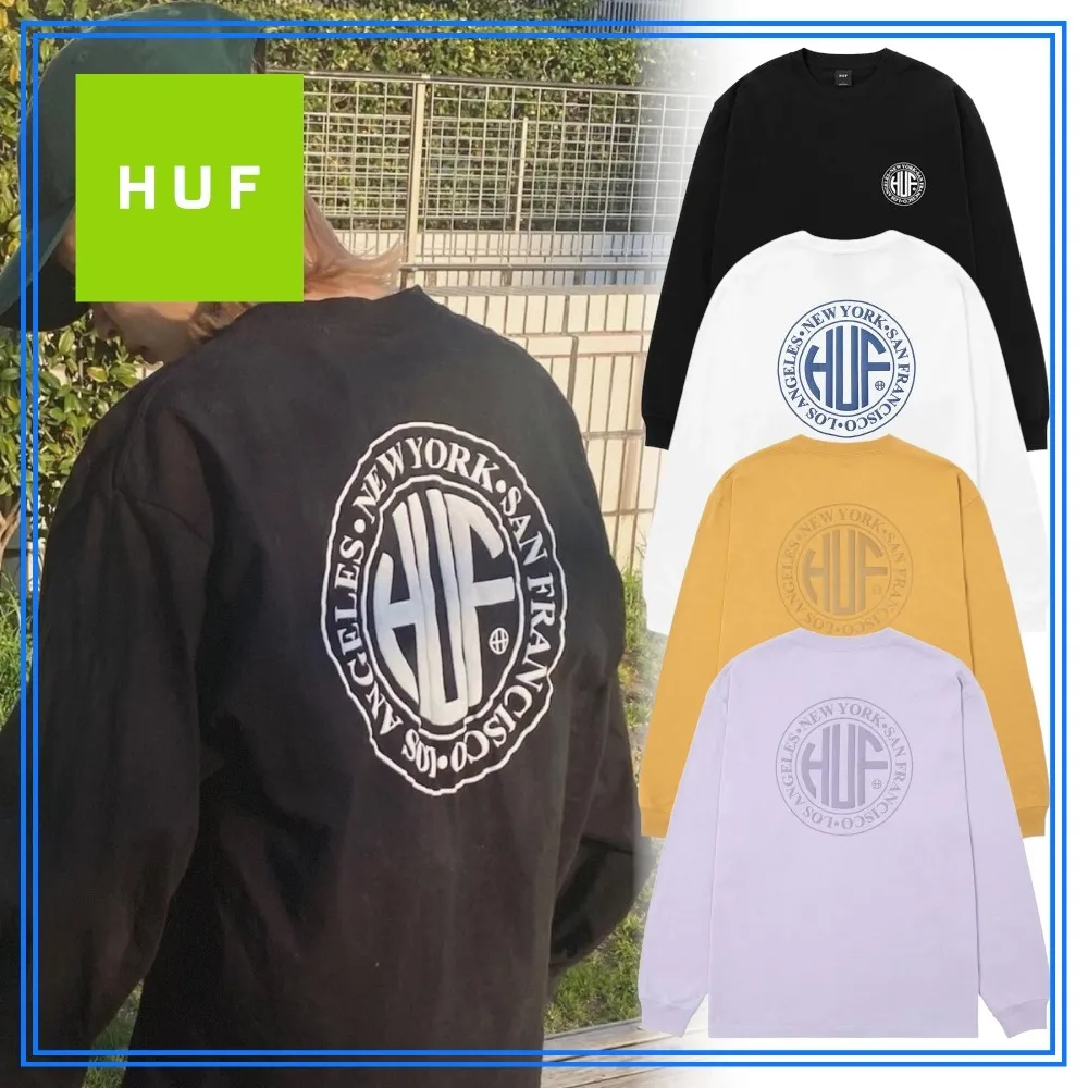 HUF  |Crew Neck Pullovers Unisex Street Style Long Sleeves Plain