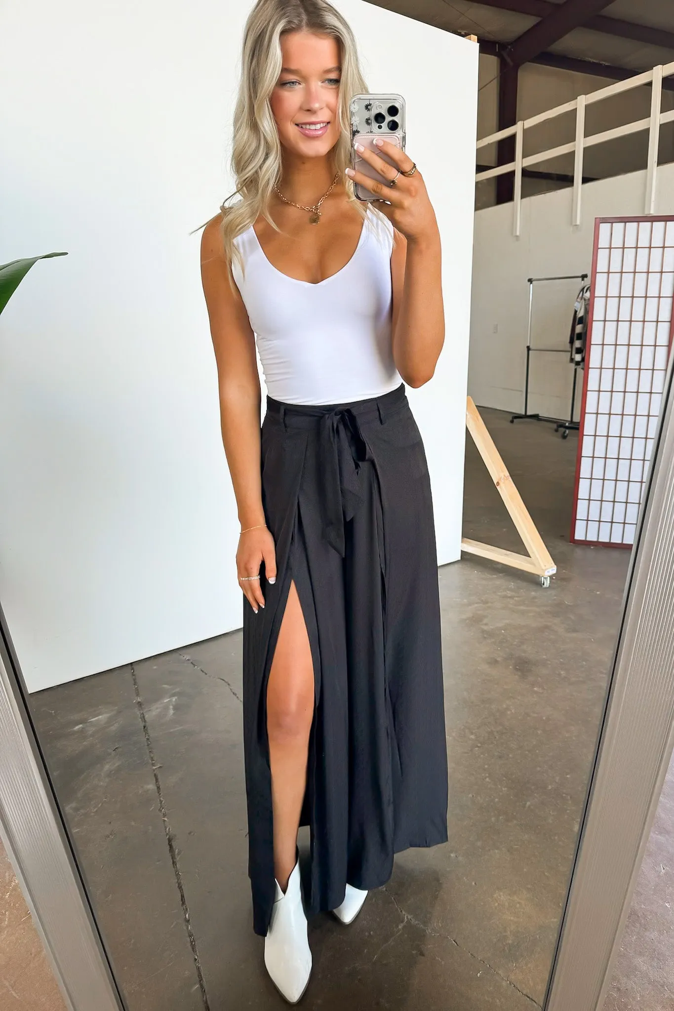 Impressive Perfection Front Slit Flowy Pants - FINAL SALE