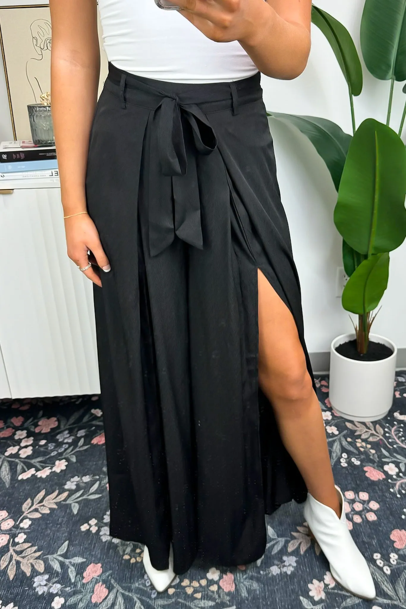 Impressive Perfection Front Slit Flowy Pants - FINAL SALE