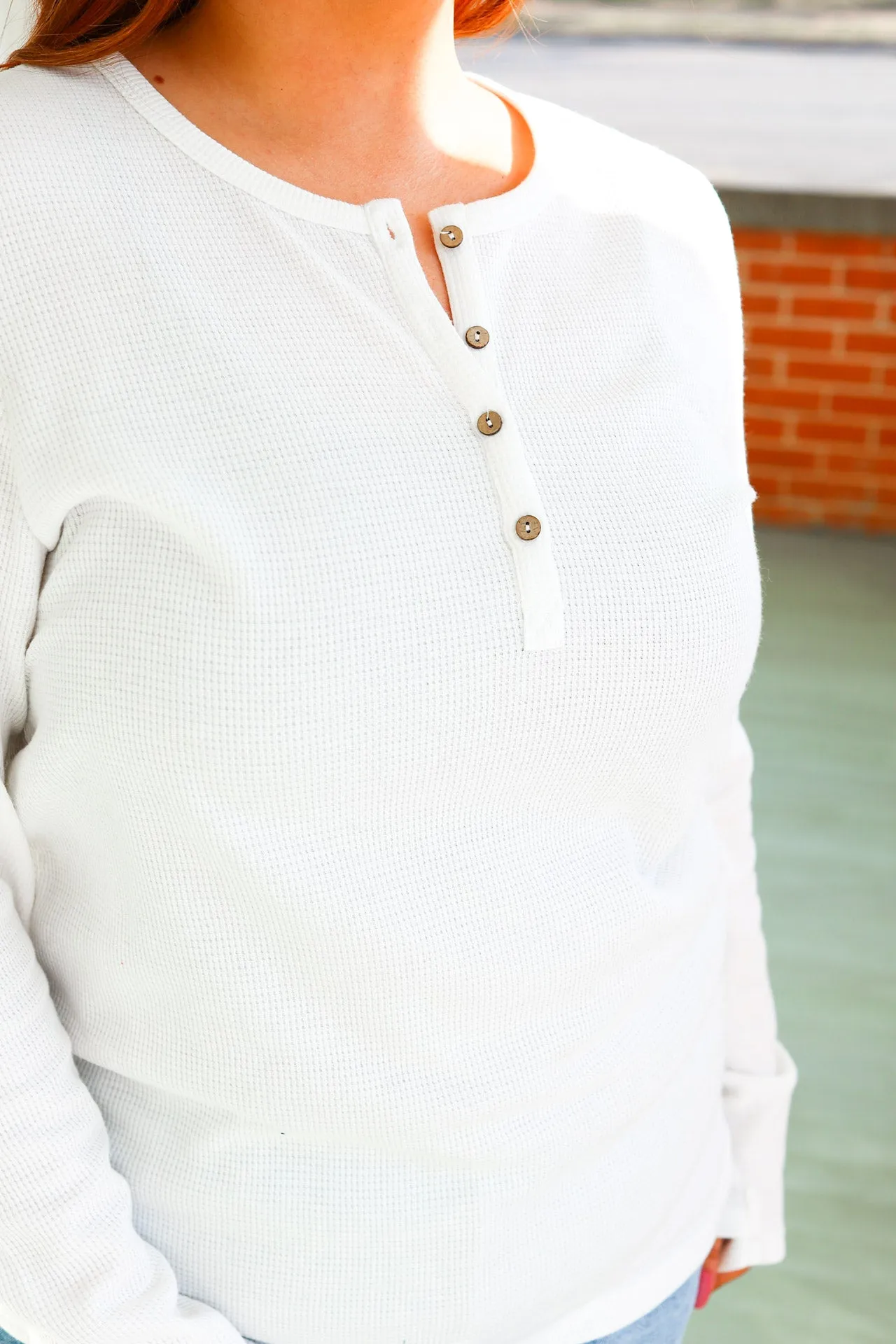 IN STOCK Harper Long Sleeve Henley - White