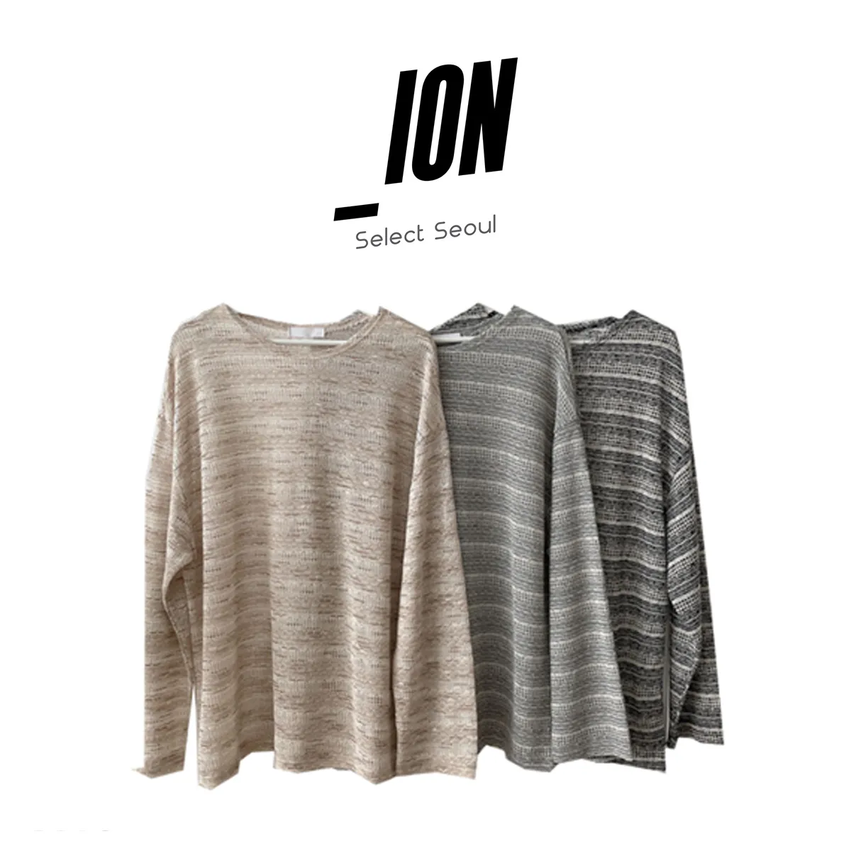 IONSEOUL  |Crew Neck Unisex Street Style U-Neck Bi-color Long Sleeves