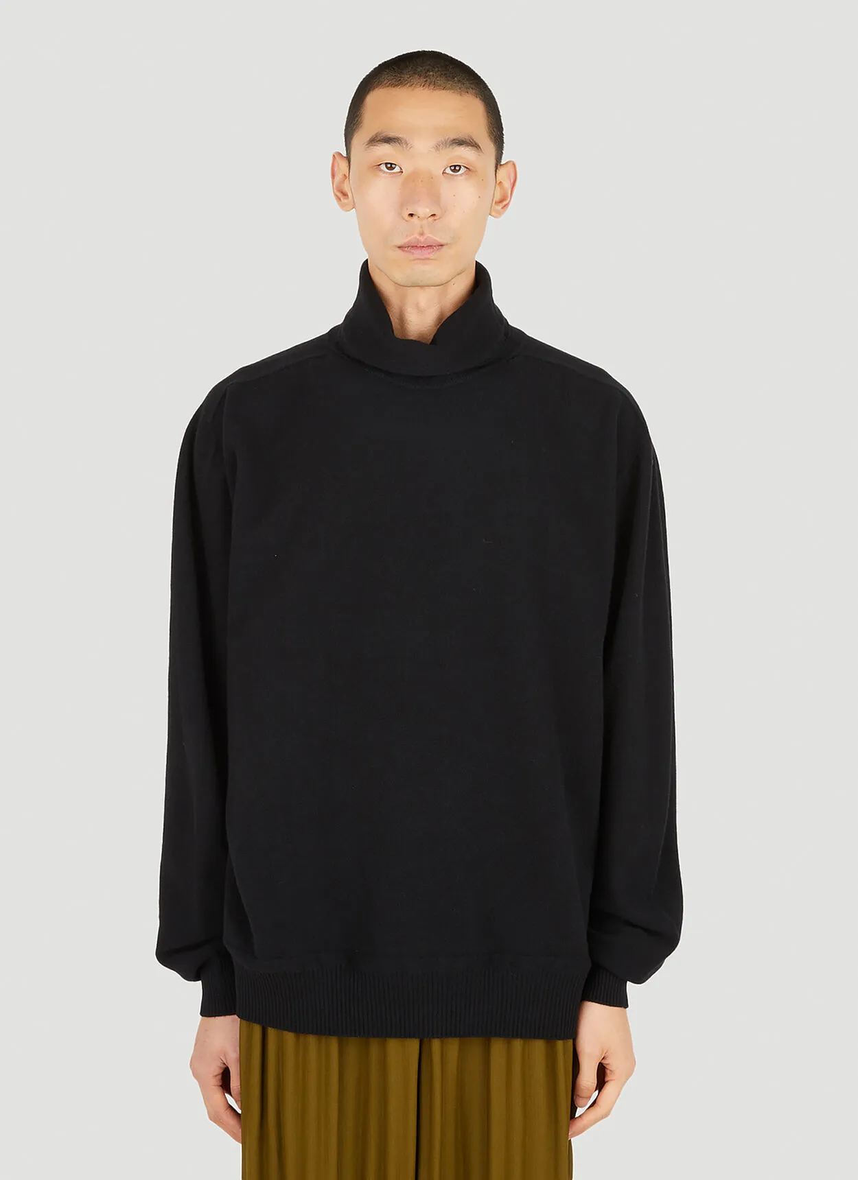 ISSEY MIYAKE  |Wool Long Sleeves Plain Sweaters