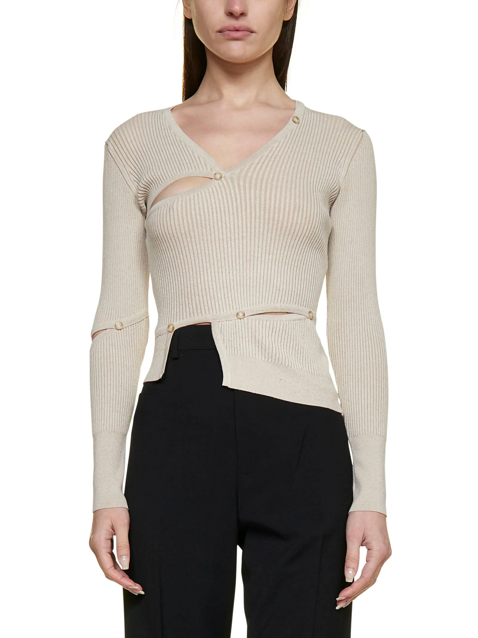 Jacquemus Cut Out Buttoned Embellished Cardigan