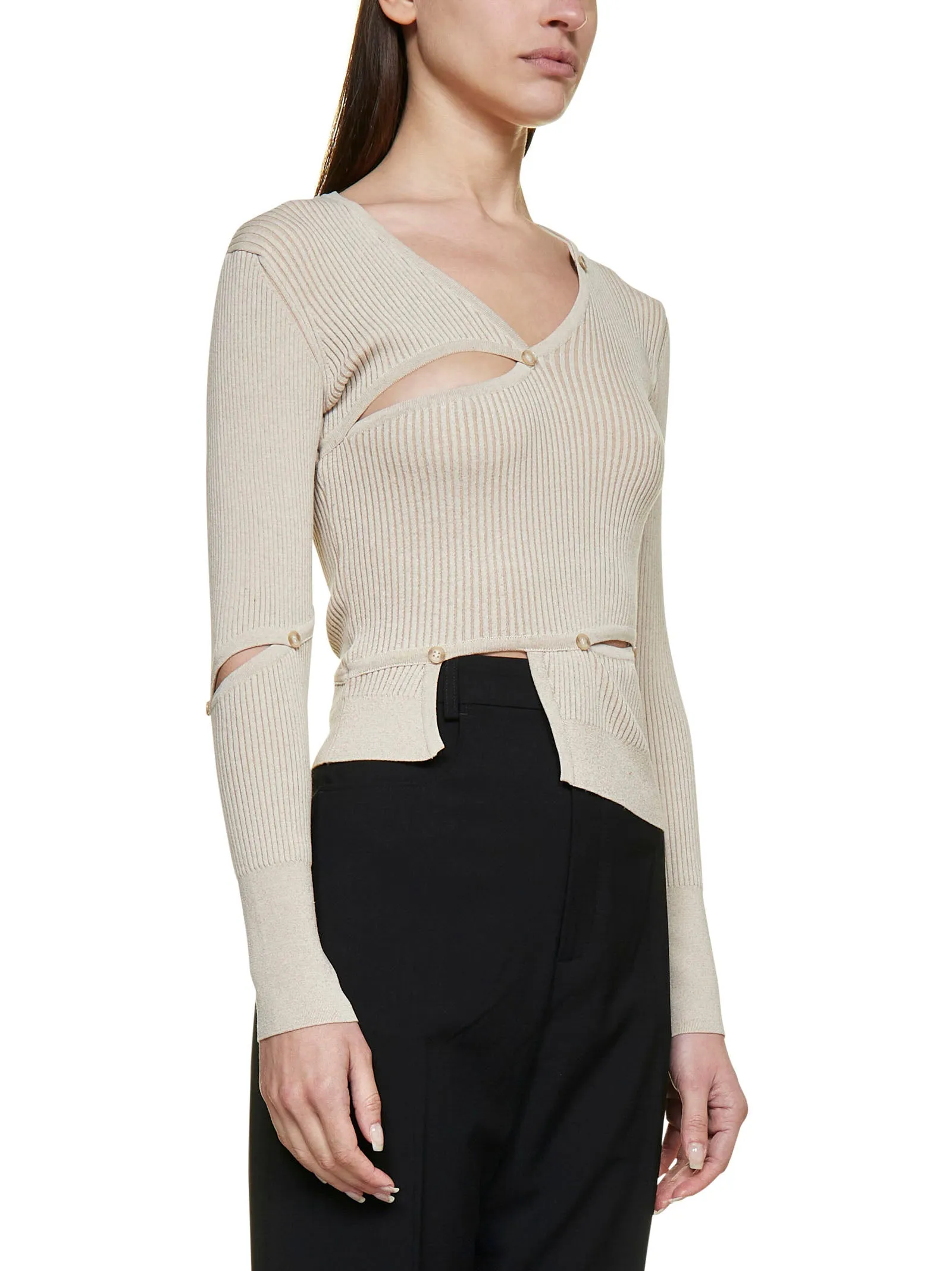 Jacquemus Cut Out Buttoned Embellished Cardigan