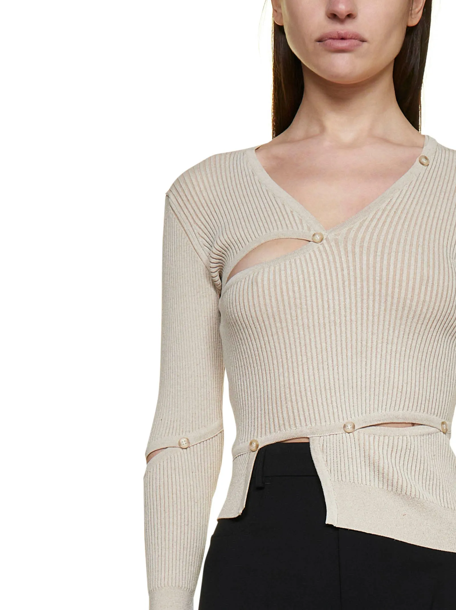 Jacquemus Cut Out Buttoned Embellished Cardigan