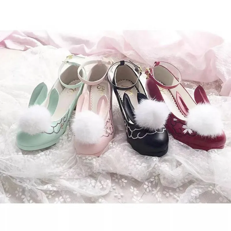 JAPANESE LOLITA CUTE RABBIT EAR SHOES BY50808