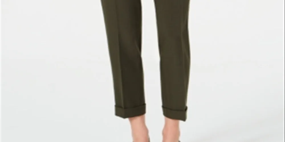 Kasper Women's Stretch Cuff Ankle Pants Green Size 10