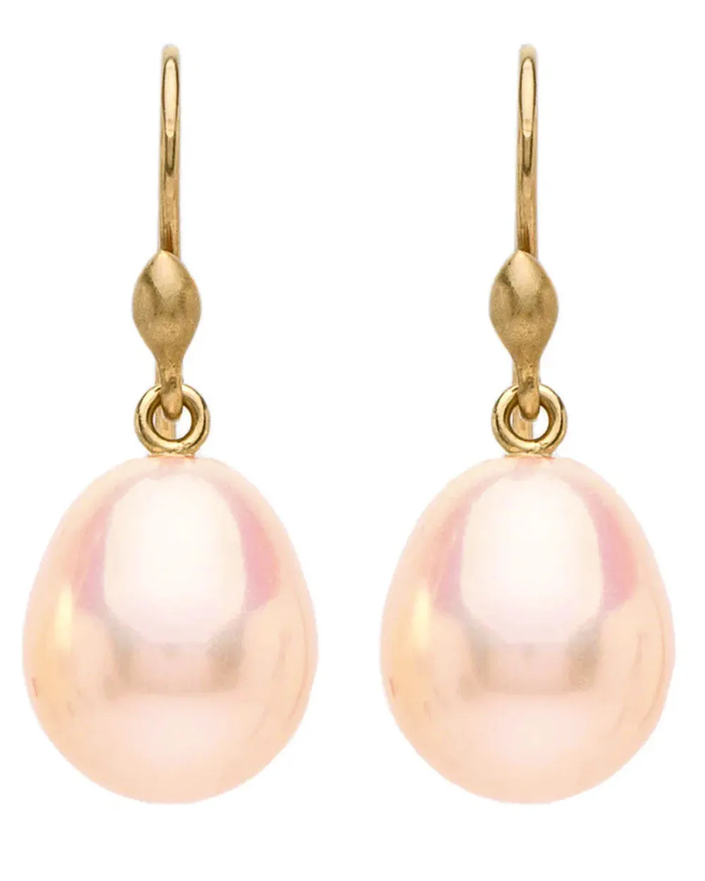 Large Freshwater Baroque Pink Pearl Earrings