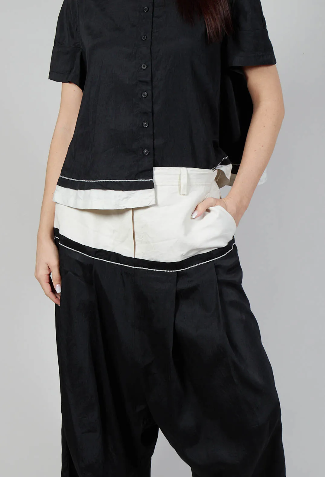 Lightwear Pleated Trousers in Blk Melange