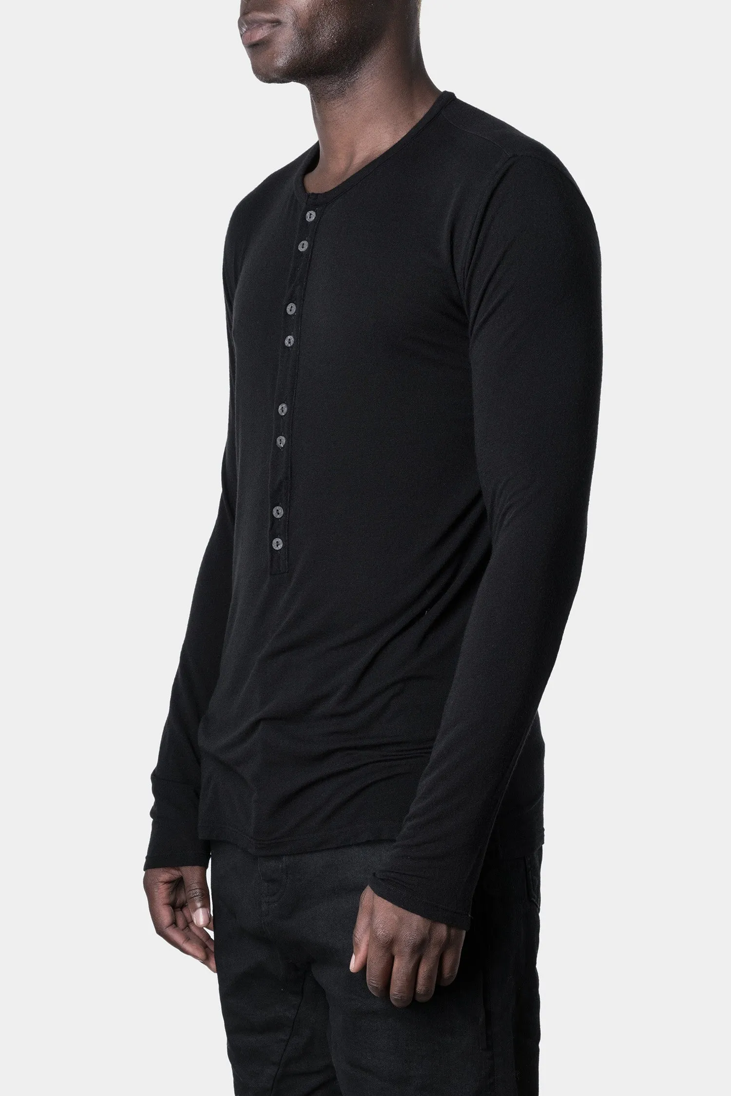 Lightweight cotton long sleeve Henley T-Shirt