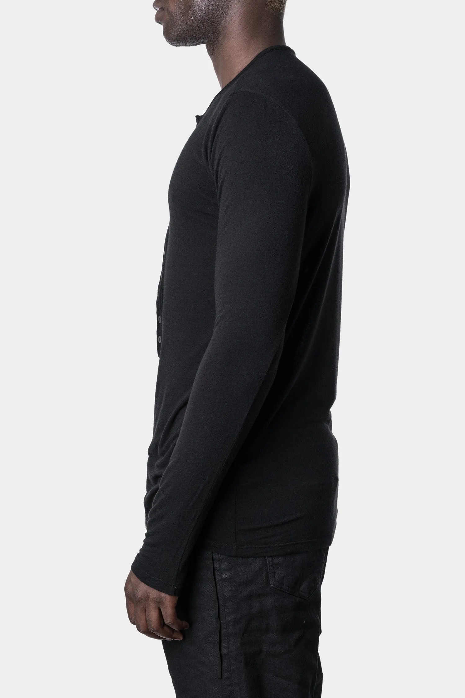 Lightweight cotton long sleeve Henley T-Shirt