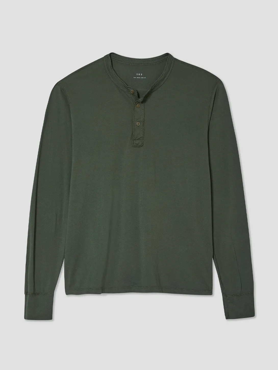 Long Sleeve Jersey Henley -  Basil