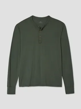 Long Sleeve Jersey Henley -  Basil