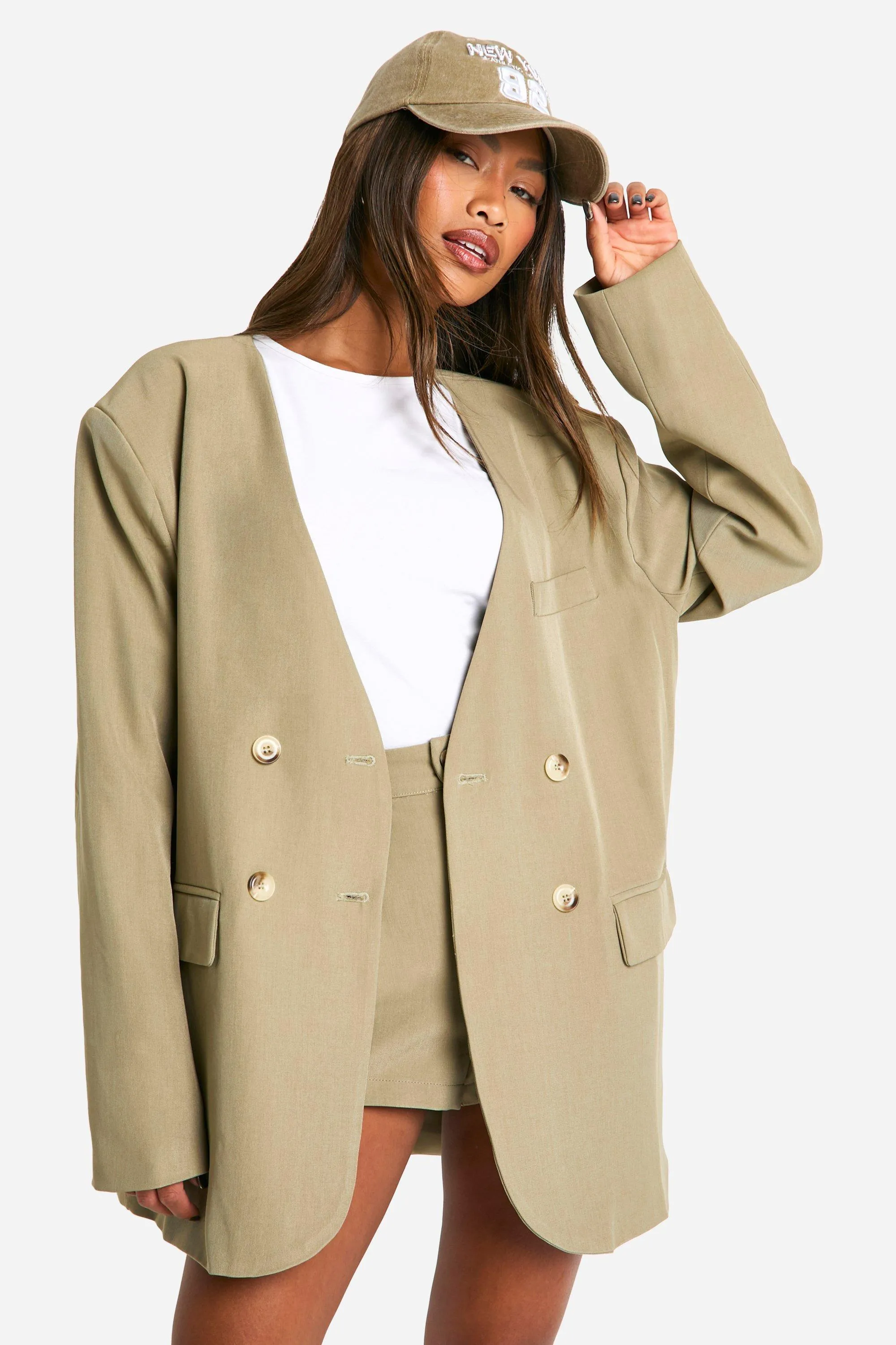 Marl Collarless Relaxed Fit Blazer