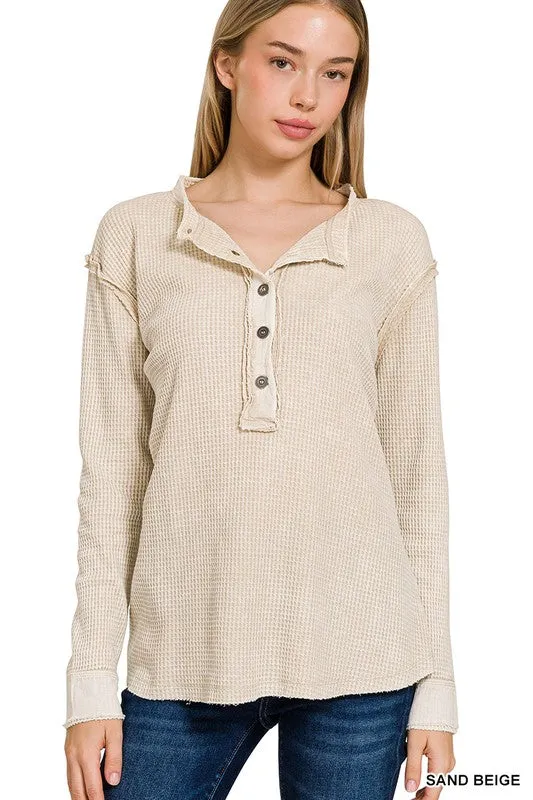 Marlo Waffle Henley Top