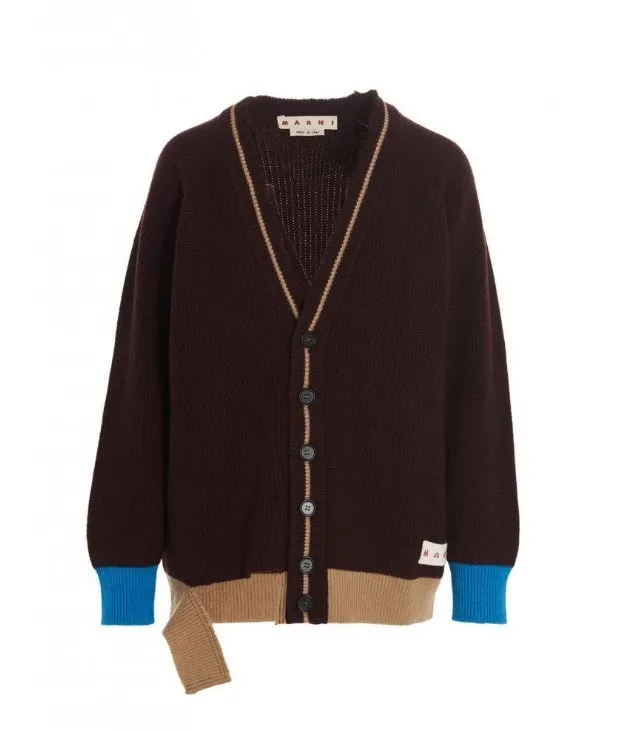 MARNI  |Wool Long Sleeves Plain Cotton Logo Cardigans