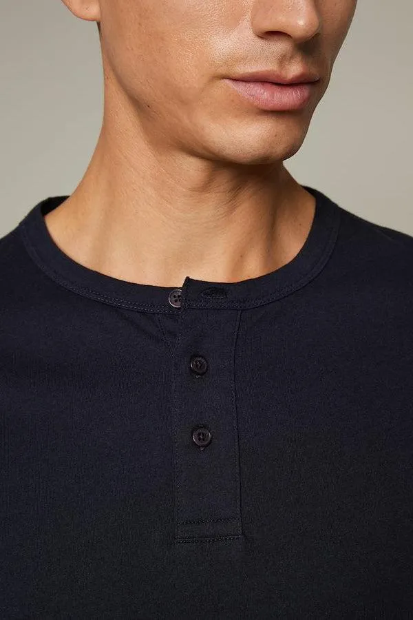 Matinique MAjermaa Grandad Henley T-Shirt In Dark Navy