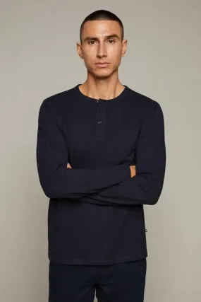 Matinique MAjermaa Grandad Henley T-Shirt In Dark Navy