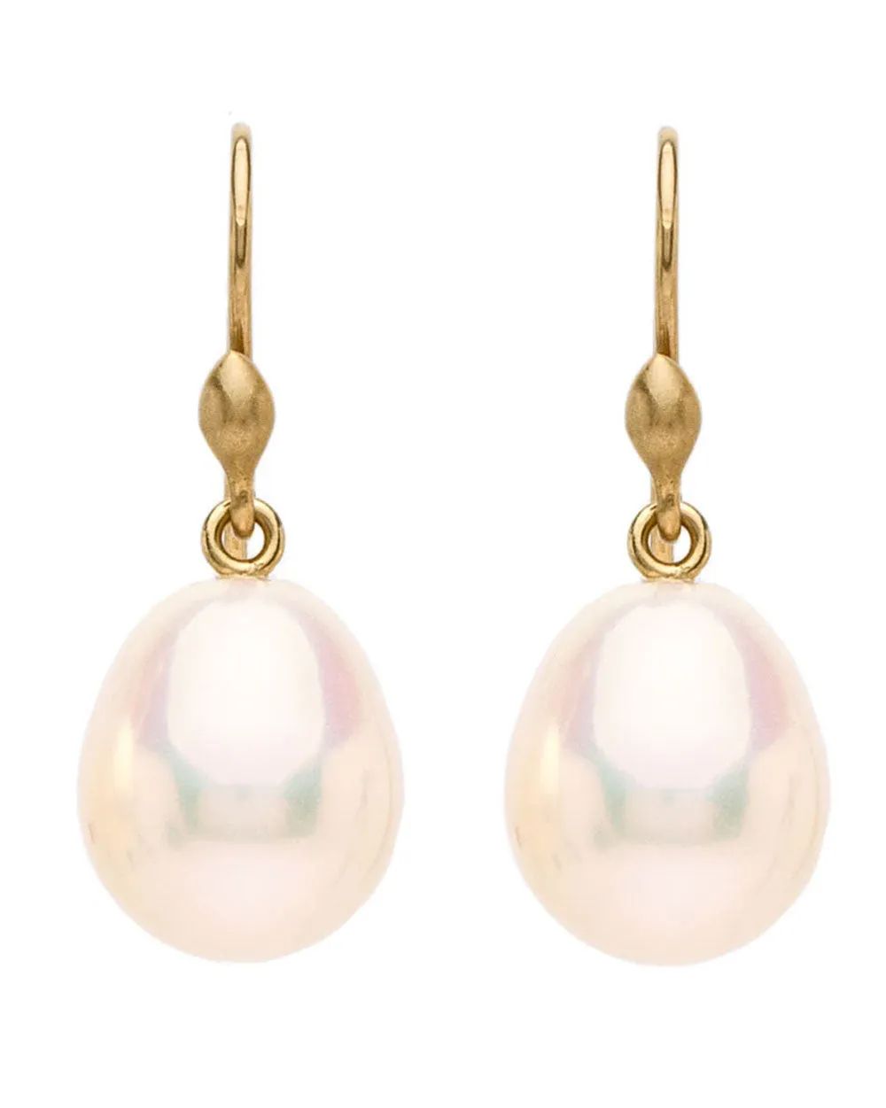 Medium Chinese Freshwater Baroque White Pearl Earrings