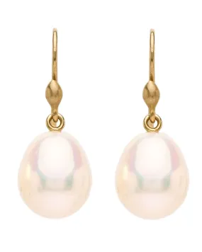 Medium Chinese Freshwater Baroque White Pearl Earrings