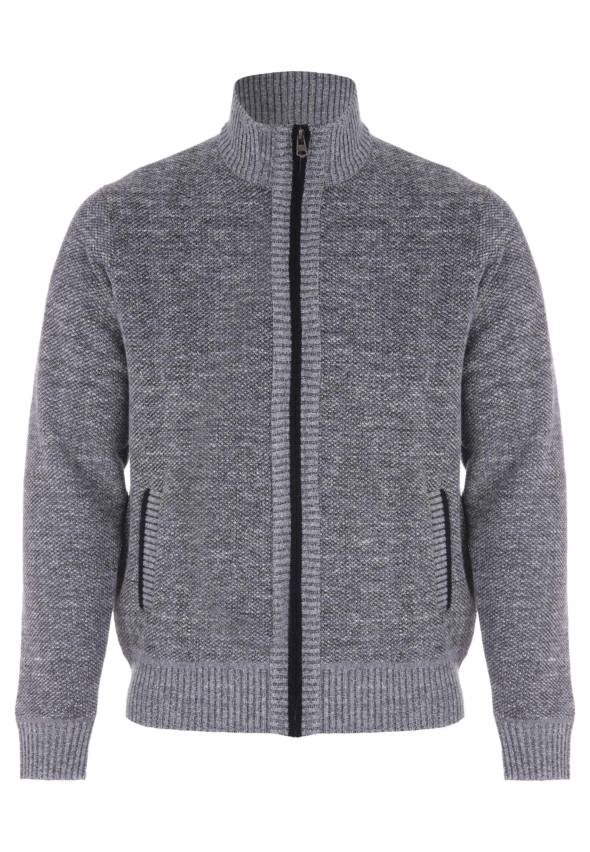 Mens Grey Sherpa Zip Through Cardigan