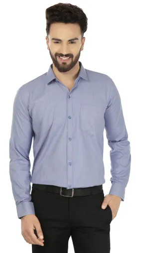 Men's Long Sleeve Cotton Dress Shirt Button Down (Blue)