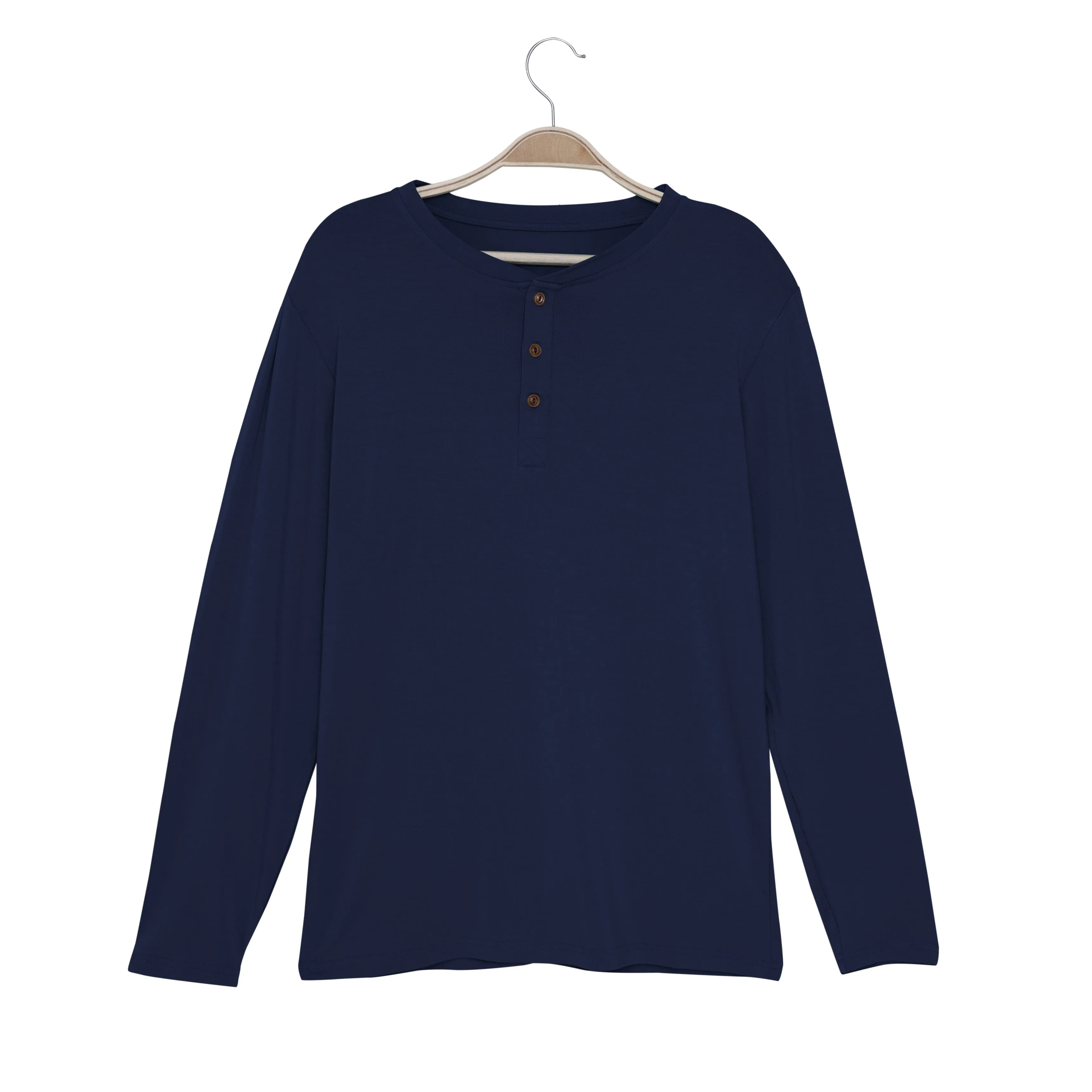 Men's Long Sleeve Henley Top in Navy