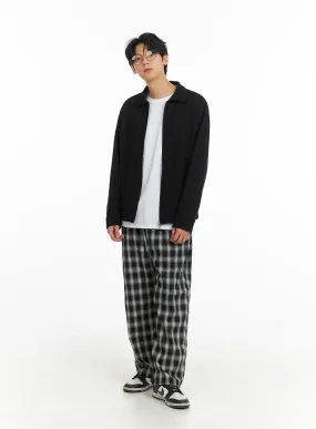 Men's Wide Fit Gingham Trousers IA401