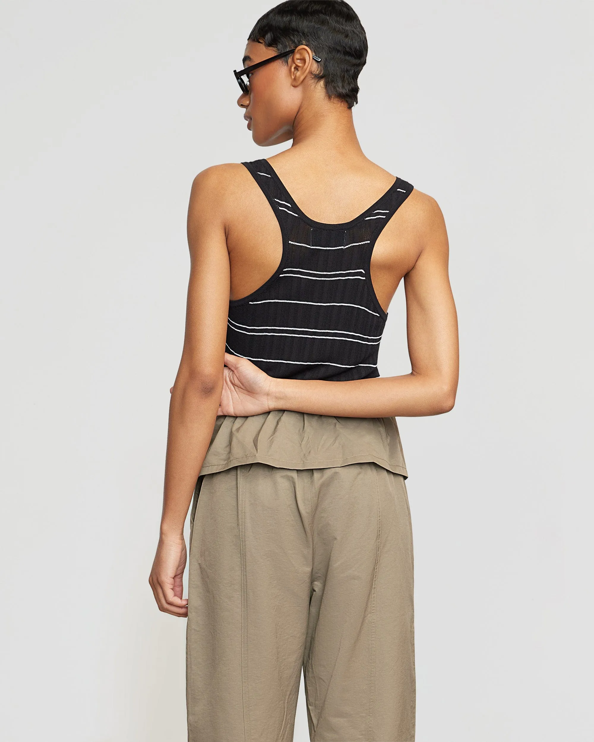 Mijal Striped Sweater Tank | Black x White