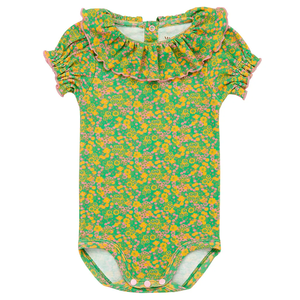 Misha & Puff Baby Balloon Sleeve Paloma Bodysuit Clover Tisbury Garden Green