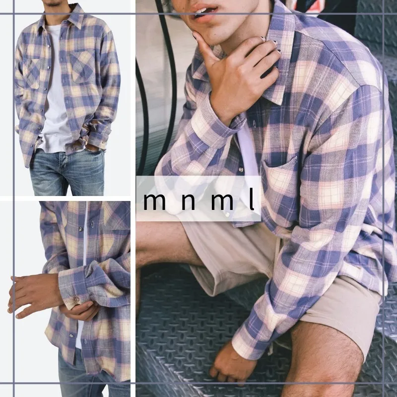 MNML  |Tartan Unisex Street Style Long Sleeves Cotton Shirts