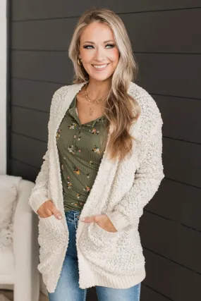 Movie Date Popcorn Knit Cardigan- Ivory