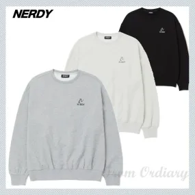 NERDY  |Unisex Street Style Long Sleeves Logo Sweatshirts